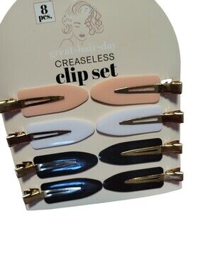 Creaseless Clip Set - Pink, White & Black (8 pcs)